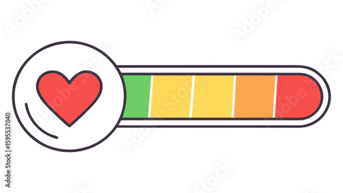 love battery heart energy level progress bar health wellness indicator design isolated on white background.