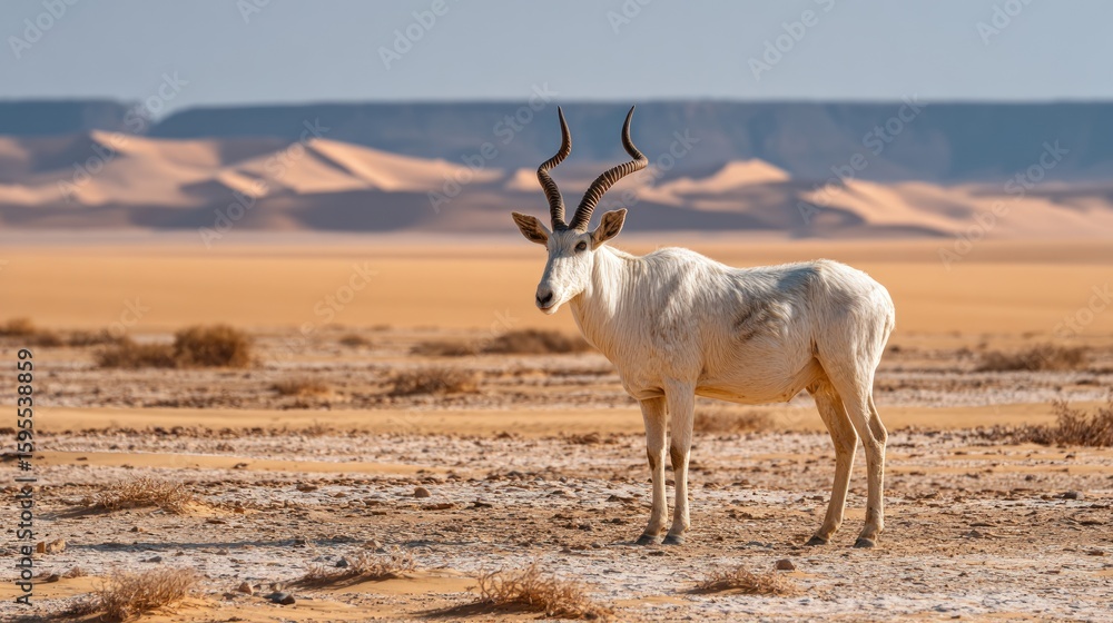 Fototapeta premium White antelope in a desert landscape