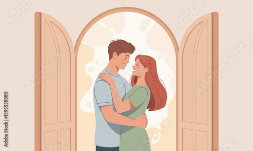 Embracing Love: Young Couple's Affectionate Moment