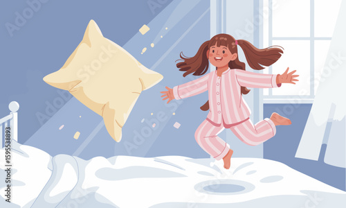 Pillow Fight Fun: A Child's Joyful Morning