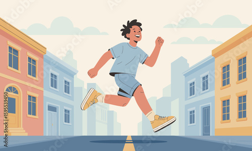 Urban Jog: A Cheerful Run Through the City Streets