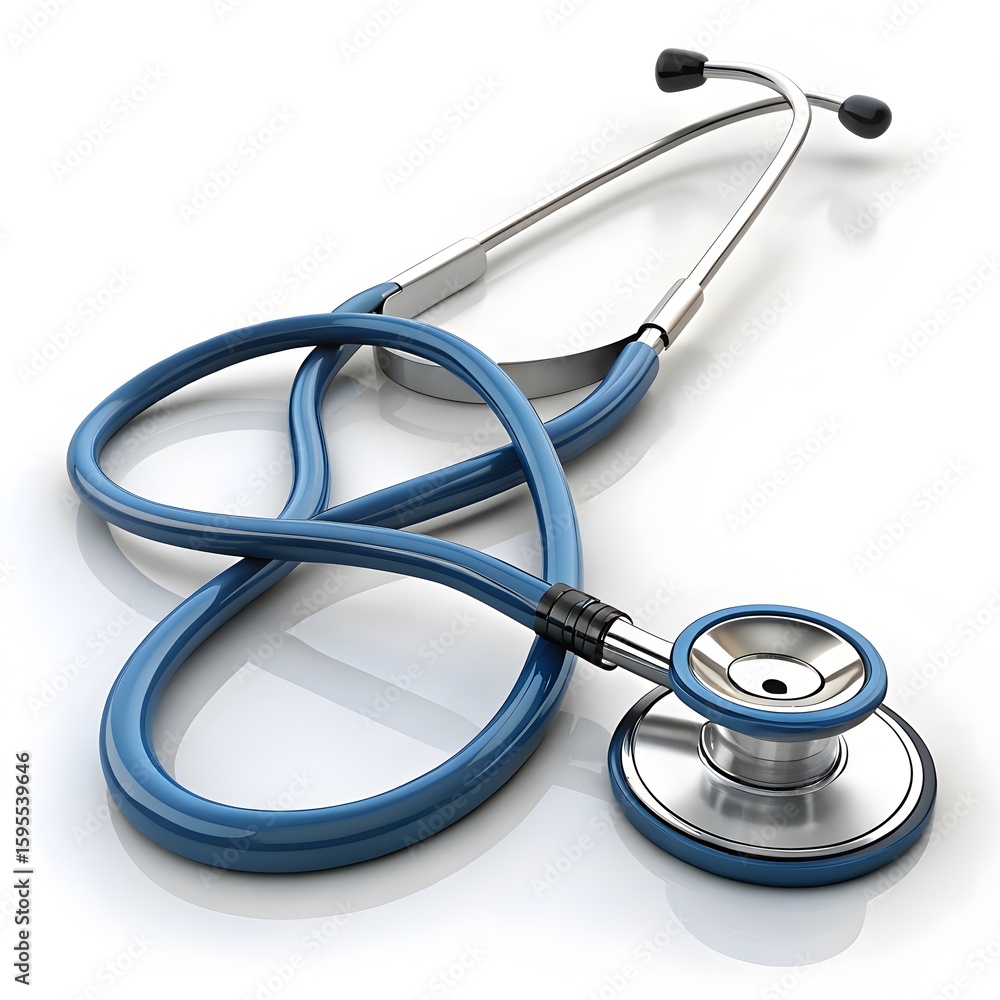 Blue stethoscope medical instrument isolated on white background Blue stethoscope medical instrument isolated on white background