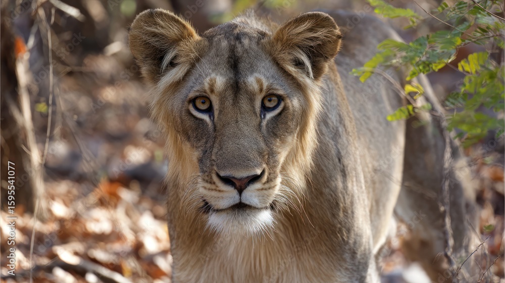 Obraz premium Close-up of a lioness in the wild