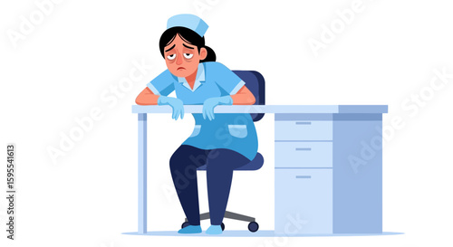 Exhausted Healthcare Worker: Overwhelmed and Stressed