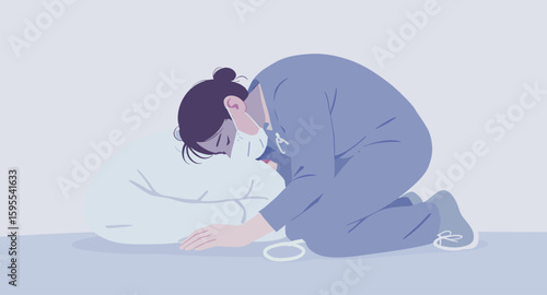 Sleeplessness: Woman Kneeling in Despair