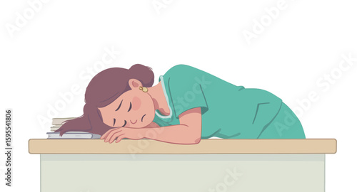 Exhausted Student: Overwhelmed and Asleep at Desk