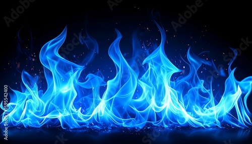 Abstract blue flames on black background