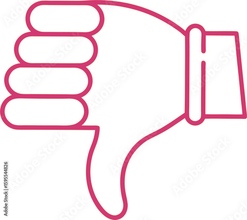Red thumbs down icon isolated on white background