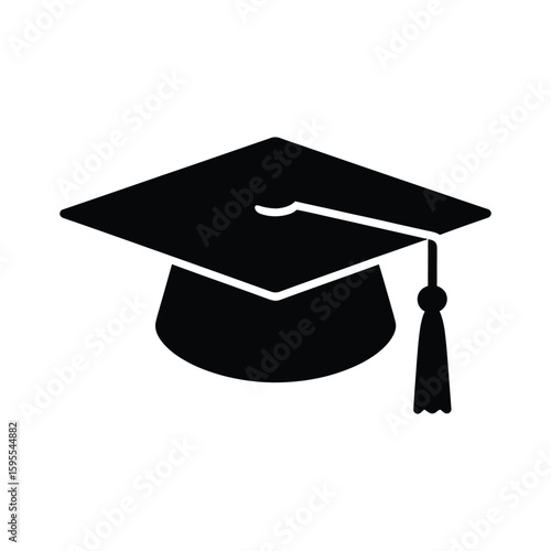Black graduation cap with tassel icon