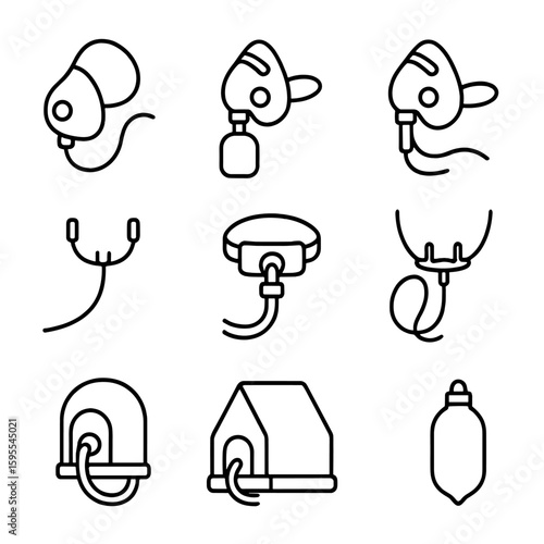 Vector oxy icon no cannula collar per spaced partial bubbles icons