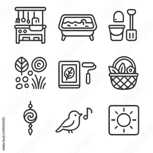 Modern uniform chinese spaced outdoor spinner isolated leaf speech icon play vector