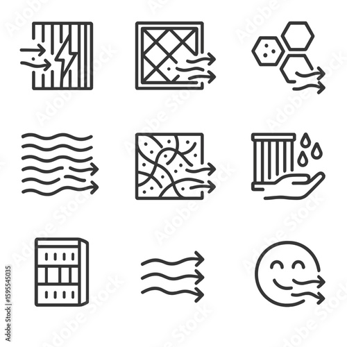 Icon layer air electrostatic cyrillic washable unit chinese vector grid filtration labels