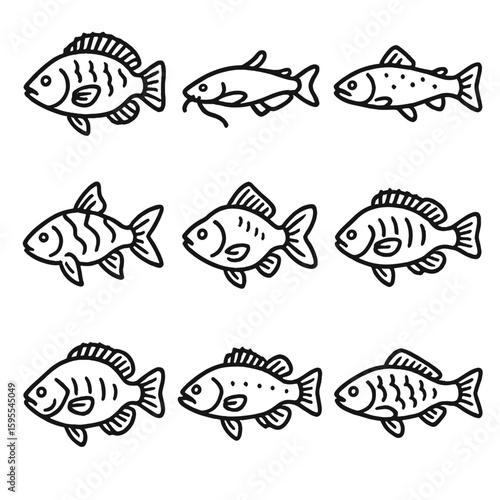 No labels aquaponics transparent vector grid fish numbers captions icon koi icons