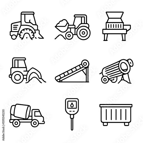 Labels punctuation cyrillic icons compost facility icon shredder machine vector no machinery