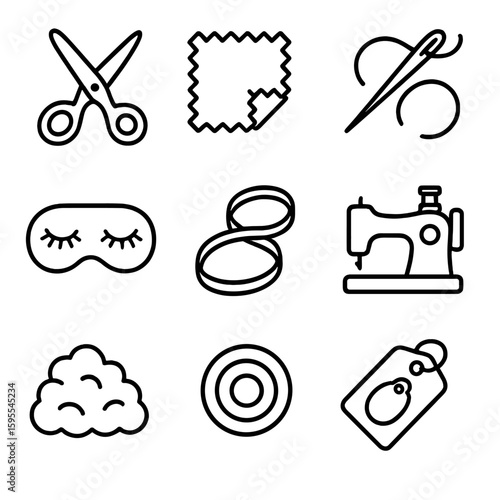 Sleep band icon diy sewing no numbers mask icons vector set handmade