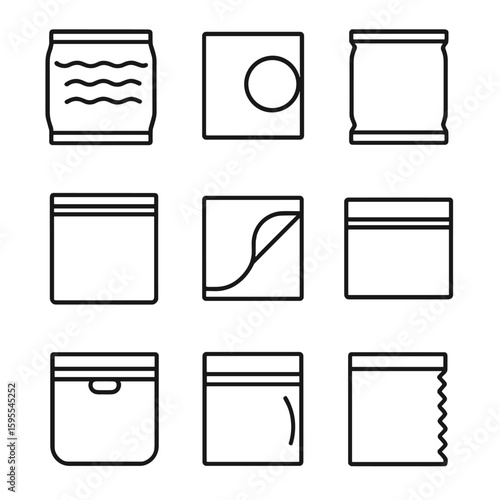 Icon vacuum tear labels no speech icons packaging vector food ziplock set