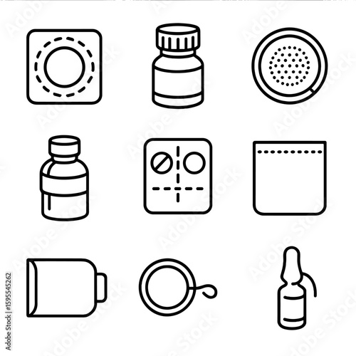 Labels packaging vector blister per medical modern pull seal icons tab no