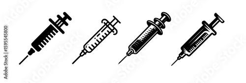 A collection of illustrations of syringes, showcasing their design and function