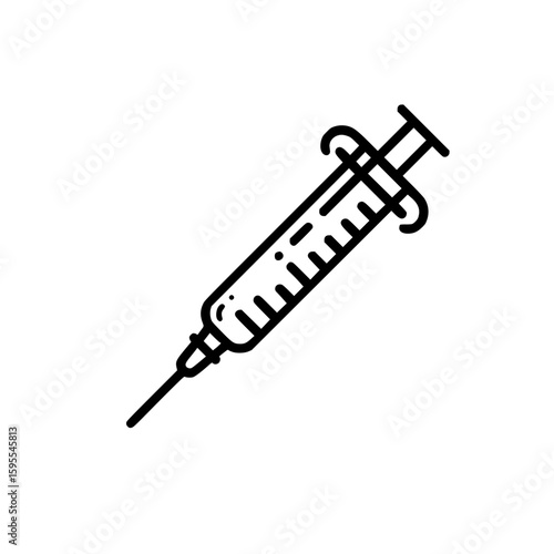 A clean, minimalistic illustration of a medical syringe, perfectly aligned and isolated