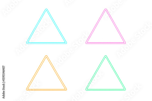 Free Download Vibrant neon triangles glowing against transparent backdrop, delivering retro geometric design element with electric color punch - GFXLoad