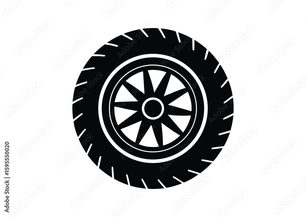 Fototapeta premium Tire Silhouette black Vector white Background