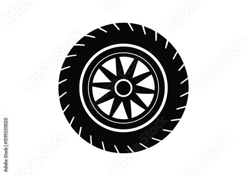Tire Silhouette black Vector white Background