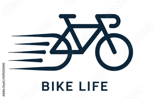 Modern Minimalist Bike Life Logo Icon – Fast Bicycle Silhouette with Motion Lines, Black and Transparent Cycling Concept Illustration