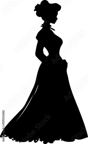 silhouette of a woman in victorian dress