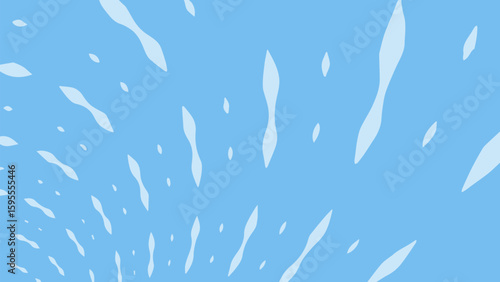 Light blue background with numerous scattered white, elongated, wavy, and teardrop shapes. The shapes vary in size and distribution, creating a dynamic, upward-flowing visual.