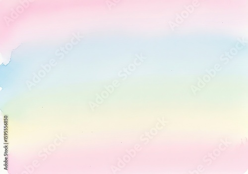 Soft Pastel Gradient Watercolor Background. Blurry Abstract Wash Texture with Pink, Blue, Yellow Tones. Gentle, Dreamy Colorful Backdrop.