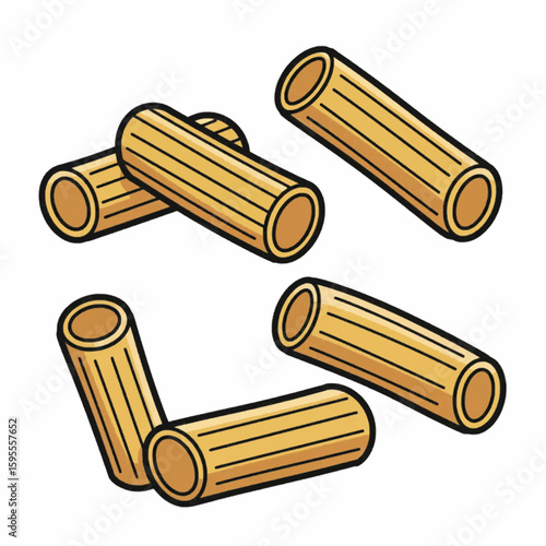 Rigatoni pasta vector – classic tubular Italian pasta illustration

