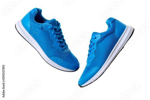 Blue sneakers isolated on white background for fashion footwear and sporty lifestyle visuals
