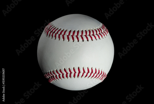 baseball isolated on black, straight on angle