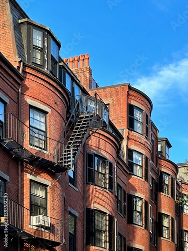 Konstfotografi Historic Federal-style red brick row houses - Boston brownstones