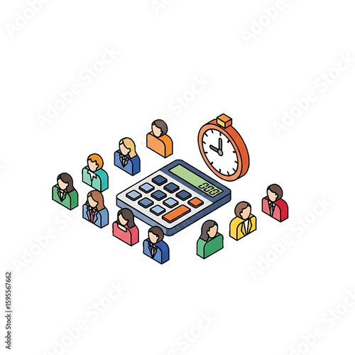 Meeting time with team members and clock for scheduling.