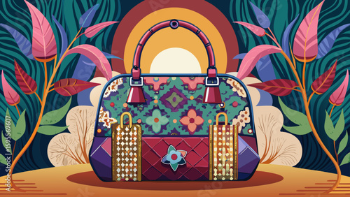 A luxury women handbag design made of cloth.