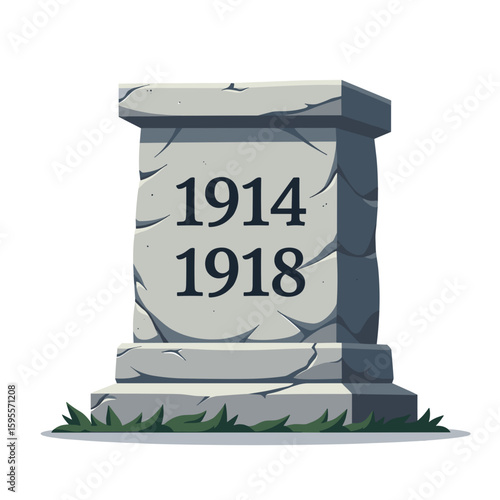 Monument with years 1914 and 1918 on light background
