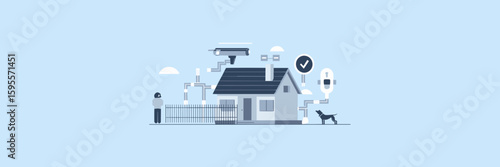 Home security icon pack with house, dog, camera, and checklist – Perfect for smart home apps, insurance, or safety campaigns
