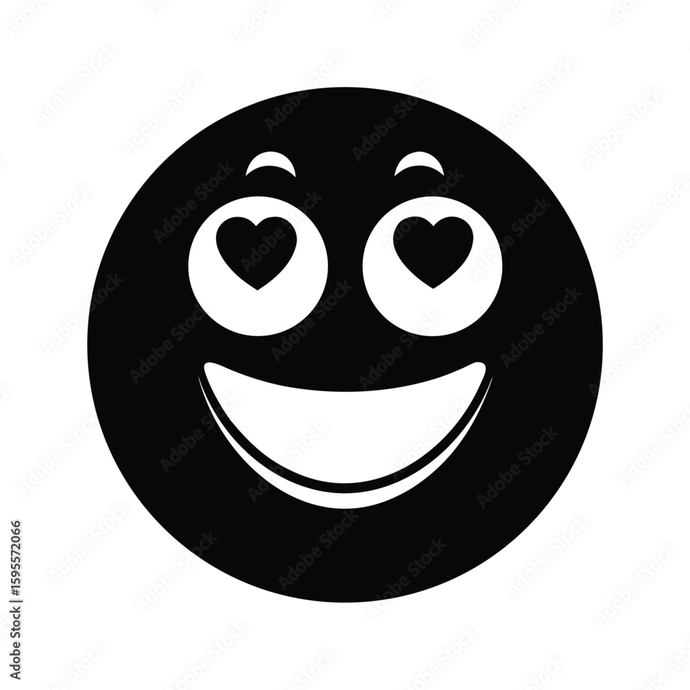 Fototapeta premium Big round smiling face silhouette with two eyes and a mouth