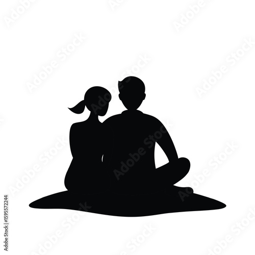 Romantic silhouette of a couple enjoying a park evening together