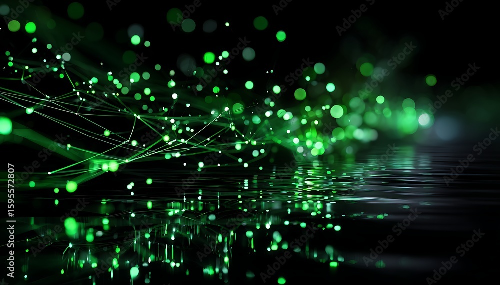 Obraz premium Abstract green network design with particles