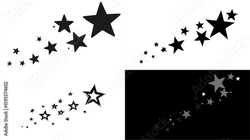 A trail of shooting stars streaks across the night sky, igniting dreams and cosmic wonder