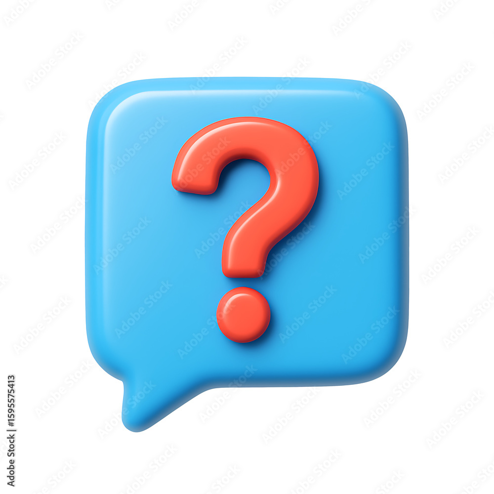 Blue speech bubble with red question mark symbol for help and inquiry concept isolated on transparent background Blue speech bubble with red question mark symbol for help and inquiry concept isolated on transparent background