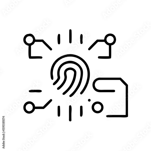 Fingerprint scan icon with digital lines and technology concept  
