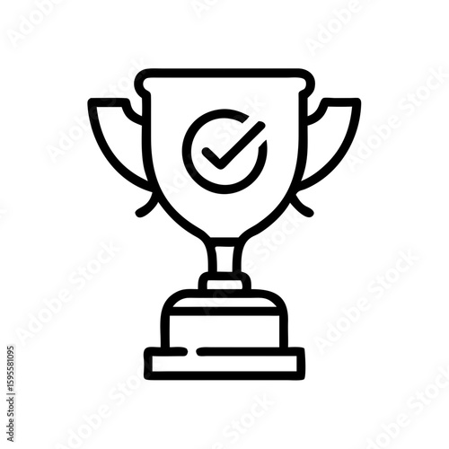 Trophy symbolizing achievement with checkmark design concept of icons  
