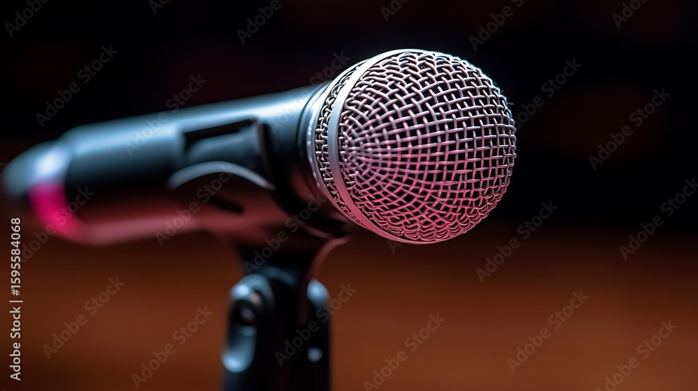 Obraz premium Close-up of a microphone.
