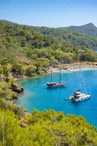 Wallpaper Mural Boncuk Bay, Blue Lagoon and Oludeniz beach aerial panoramic view. Oludeniz is a beach resort in the Fethiye district of Mugla Province, Turkey. Torontodigital.ca