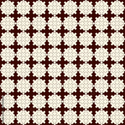 Ancient seamless pattern. Oriental tracery window ornament. Arabesque mosaic surface print. Repeated crosses motif background. Eclectic ornamental wallpaper. Vector abstract digital paper