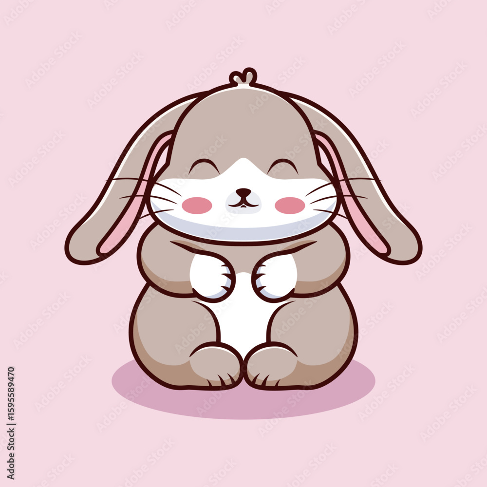 Obraz premium Cute smiling cartoon rabbit. Vector illustration character.