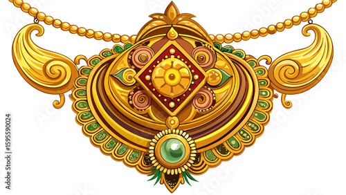Gold necklace with intricate pendant